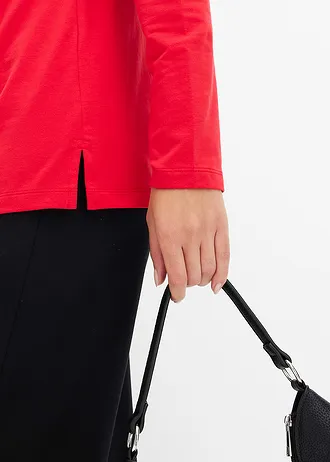 Tričko s dlouhým rukávem a kroužky • červená • bonprix obchod