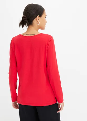 Longsleeve met eyelets, Kleur: rood