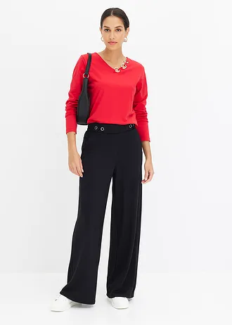 Longsleeve met eyelets, Kleur: rood