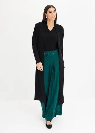 Sweter w prążki, z krótkim rękawem, z wiskozą • czarny • sklep bonprix