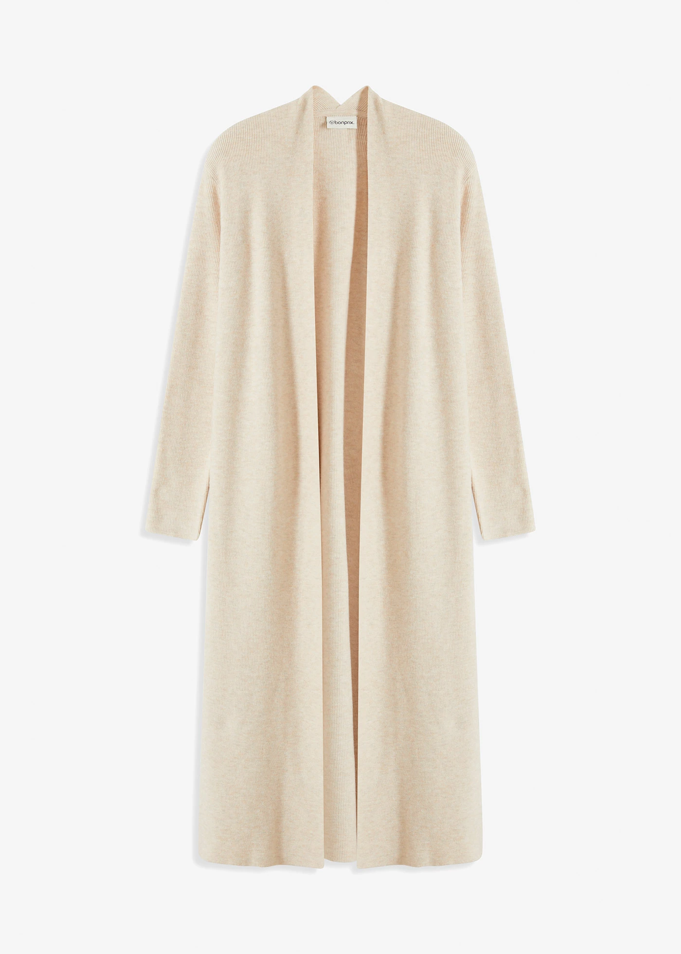 Gilet long en maille de viscose mélangée • beige chiné • Boutique bonprix