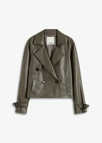 Korte trenchcoat van imitatieleer