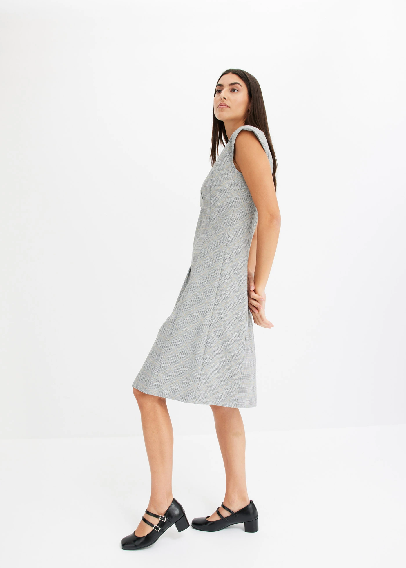 Glencheck jurk • zwart-sand geruit • bonprix online shop