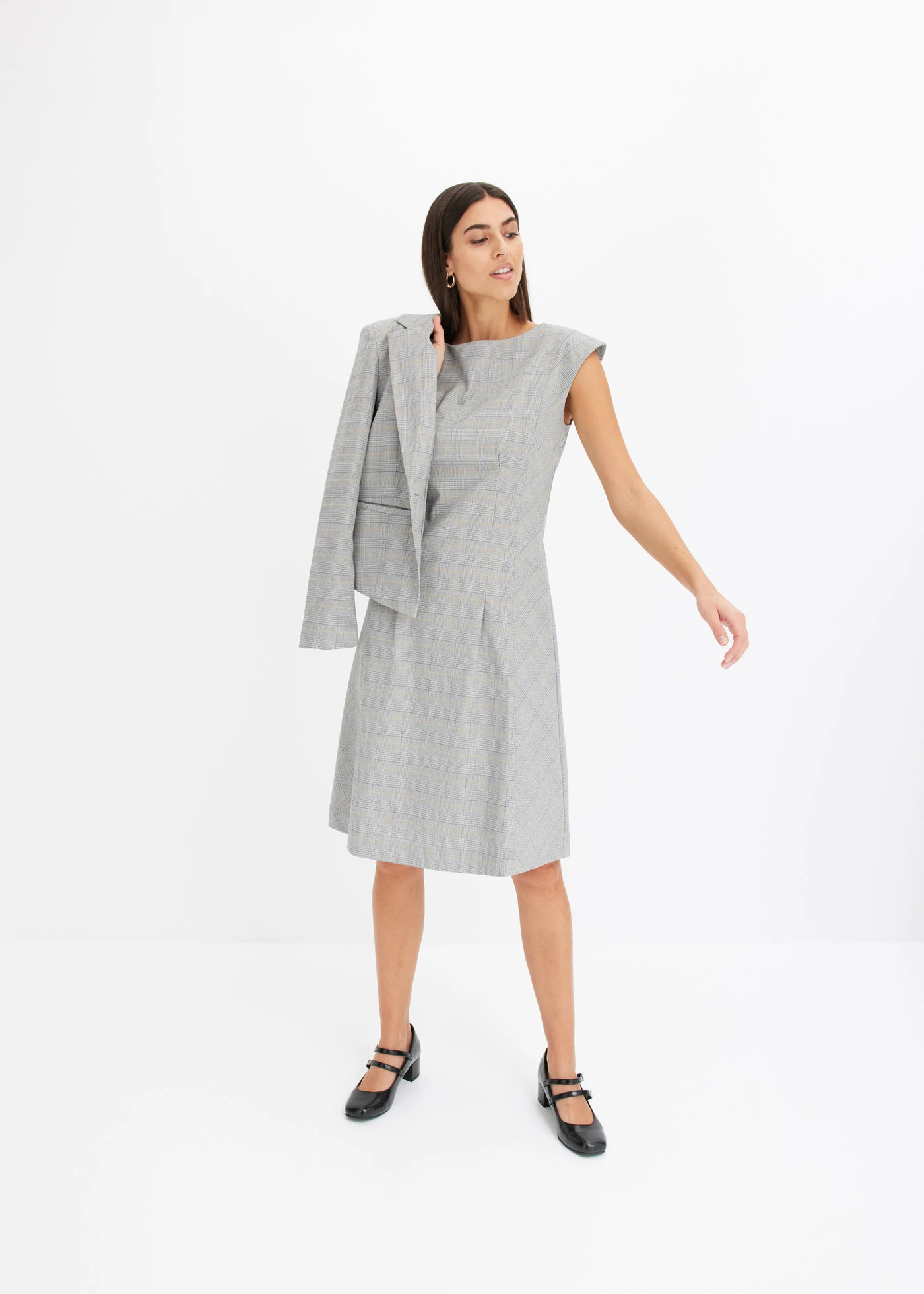 Glencheck jurk • zwart-sand geruit • bonprix online shop