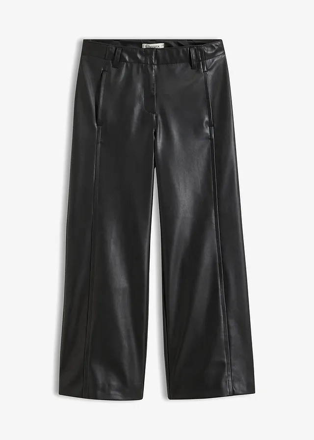 Jupe-culotte en tissu enduit, Couleur: noir
