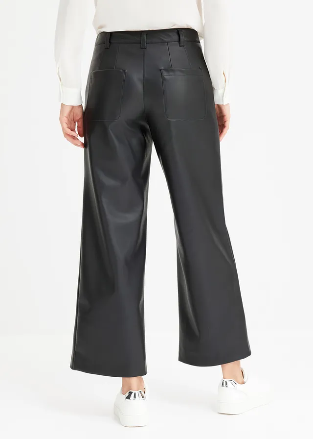 Jupe-culotte en tissu enduit, Couleur: noir