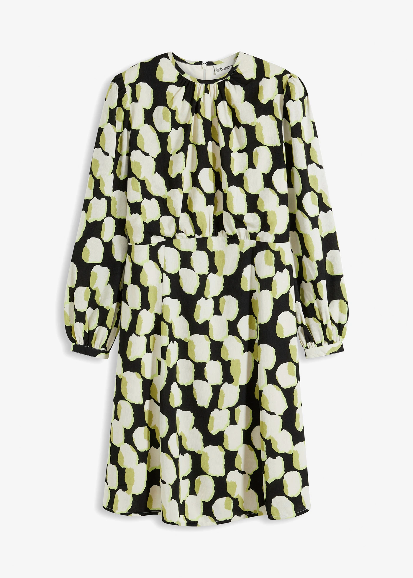 Mini jurk van lichte crêpe • zwart-natuurbeige-mintgroen-mat pistache • bonprix online shop