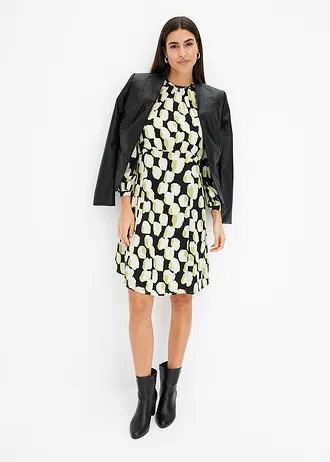 Mini jurk van lichte crêpe • zwart-natuurbeige-mintgroen-mat pistache • bonprix online shop