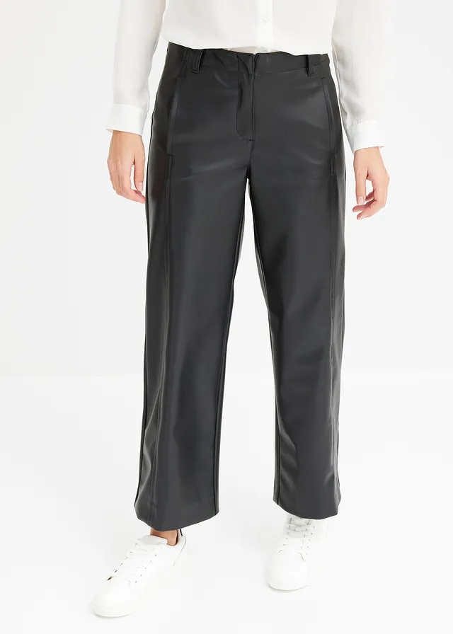 Jupe-culotte en tissu enduit, Couleur: noir