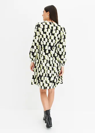 Mini jurk van lichte crêpe • zwart-natuurbeige-mintgroen-mat pistache • bonprix online shop