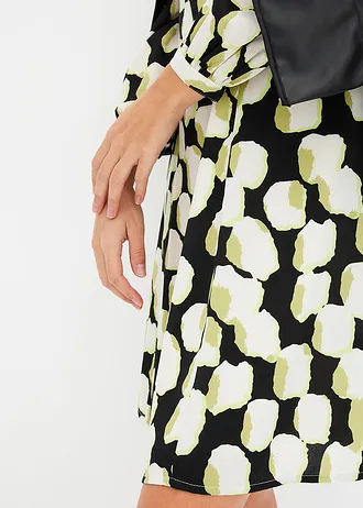 Mini jurk van lichte crêpe • zwart-natuurbeige-mintgroen-mat pistache • bonprix online shop