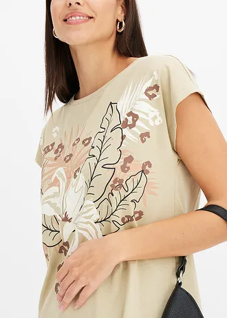 Póló tiszta bio-pamutból • világosbarna/jegeskávé mintás • bonprix áruház