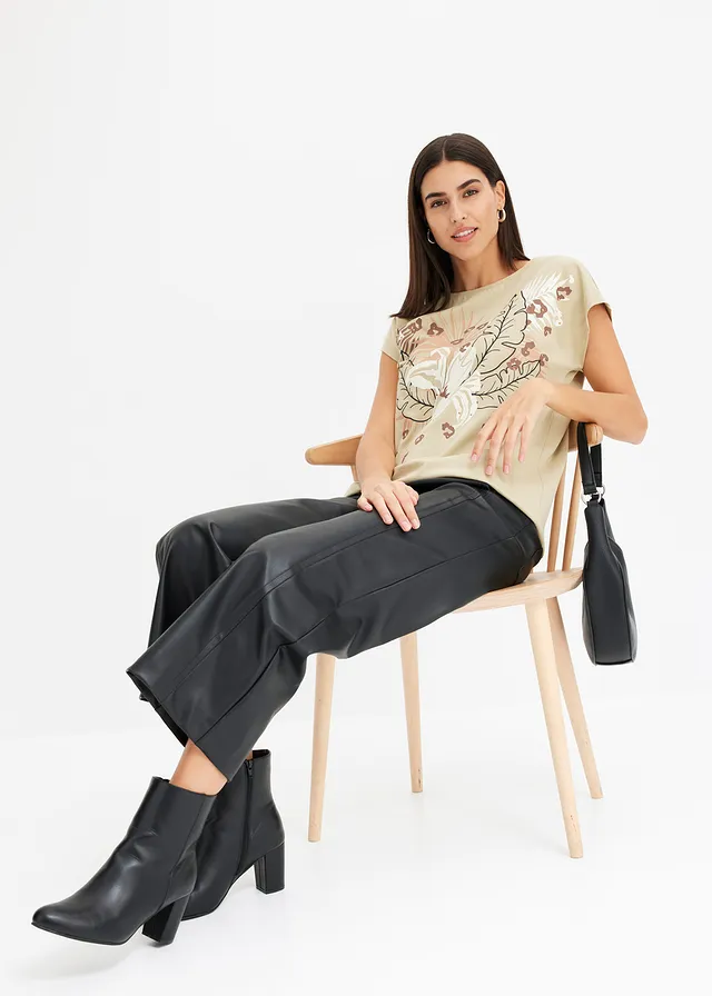 Tričko z čistej bio bavlny dymová khaki/ľadová káva potlačená