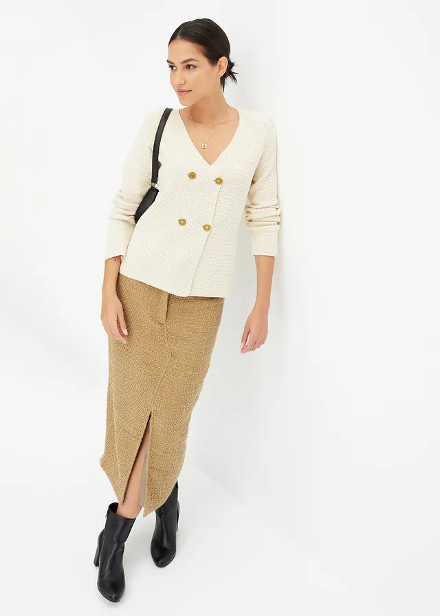 Blazer en maille crème + noir