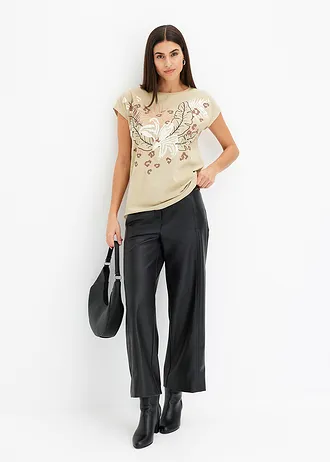 T-shirt 100% coton, Couleur: kaki fumé/café liégeois imprimé