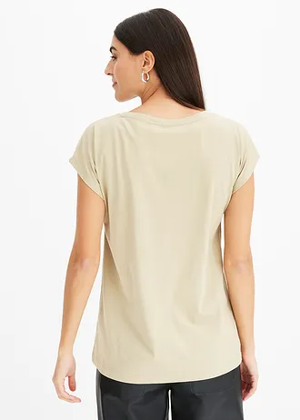Tričko z čistej bio bavlny • dymová khaki/ľadová káva potlačená • obchod bonprix
