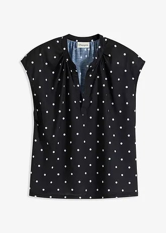 Henley shirt in een viscosemix met korte mouwen