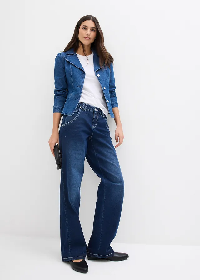 Korte jeansblazer blauw denim