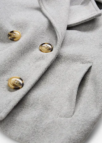 Oversized trenchcoat in wollen look, Kleur: lichtgrijs gemêleerd