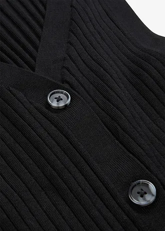 Vestă tricotată din material ripsat • negru • magazin bonprix