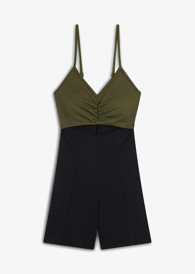 Jednodílné plavky • černo-khaki • bonprix obchod