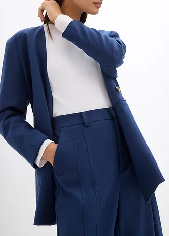 Kalhoty Marlene s vysokým pasem, ze směsi s viskózou • hlubinná modrá • bonprix obchod