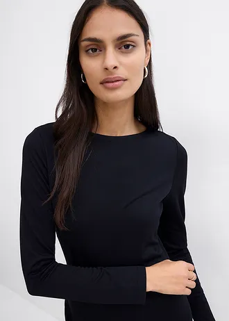 Asymmetrische midi-jurk van viscosemix • zwart • bonprix online shop