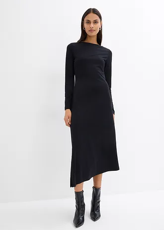 Asymmetrische midi-jurk van viscosemix • zwart • bonprix online shop