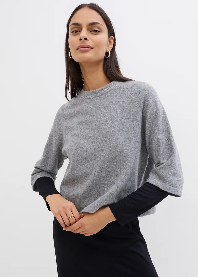 Oversized gebreid shirt • grijs gemêleerd • product-page.page-title-suffix