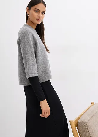Oversized gebreid shirt • grijs gemêleerd • bonprix online shop