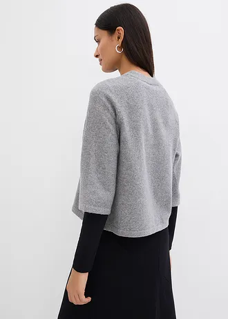 Oversize pletené tričko • šedý melír • bonprix obchod