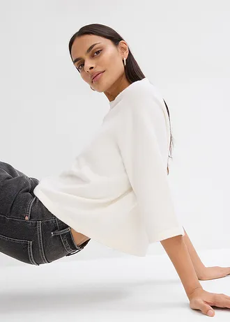 Oversized gebreid shirt • wolwit gemêleerd • bonprix online shop