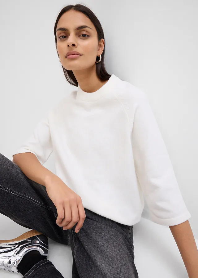 T-shirt oversize en maille • écru chiné • product-page.page-title-suffix