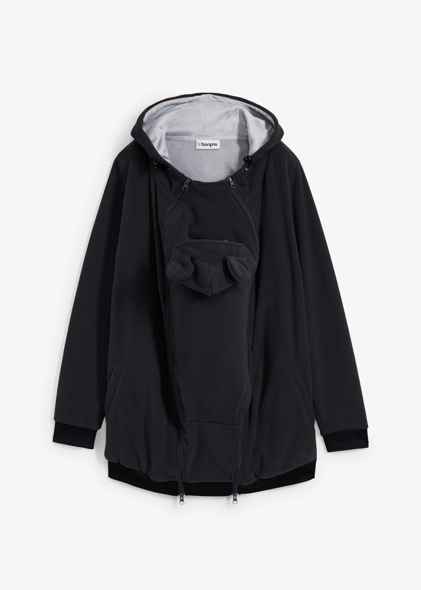 Těhotenská/nosicí bunda 2 v 1 z flísu • černá • bonprix obchod