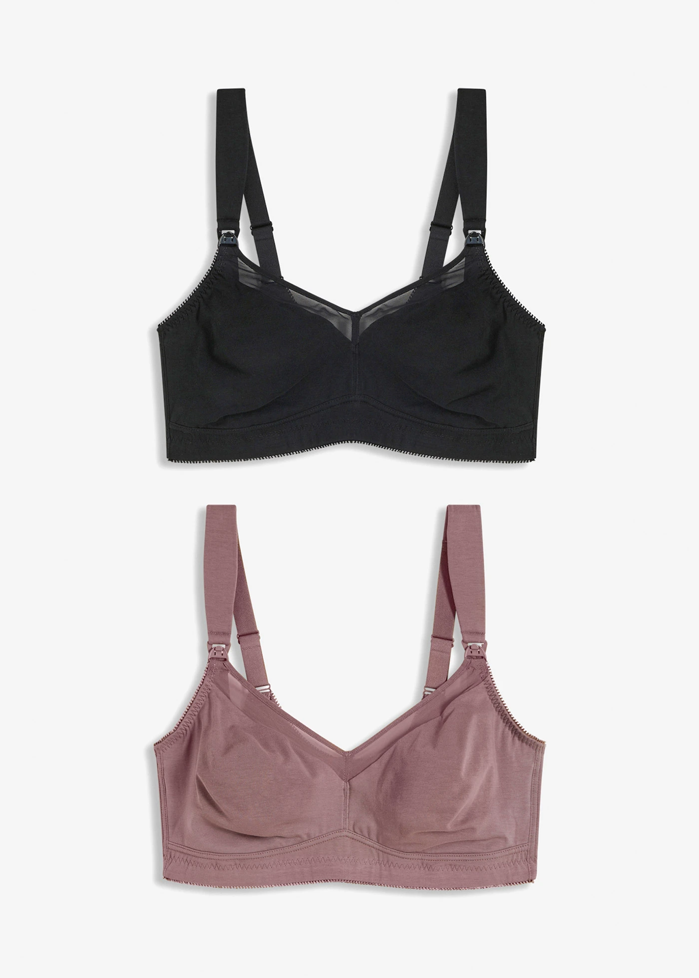 Set de 2 sutiene pentru alăptare fără armătură, cu bumbac organic • negru+maro mat • magazin bonprix