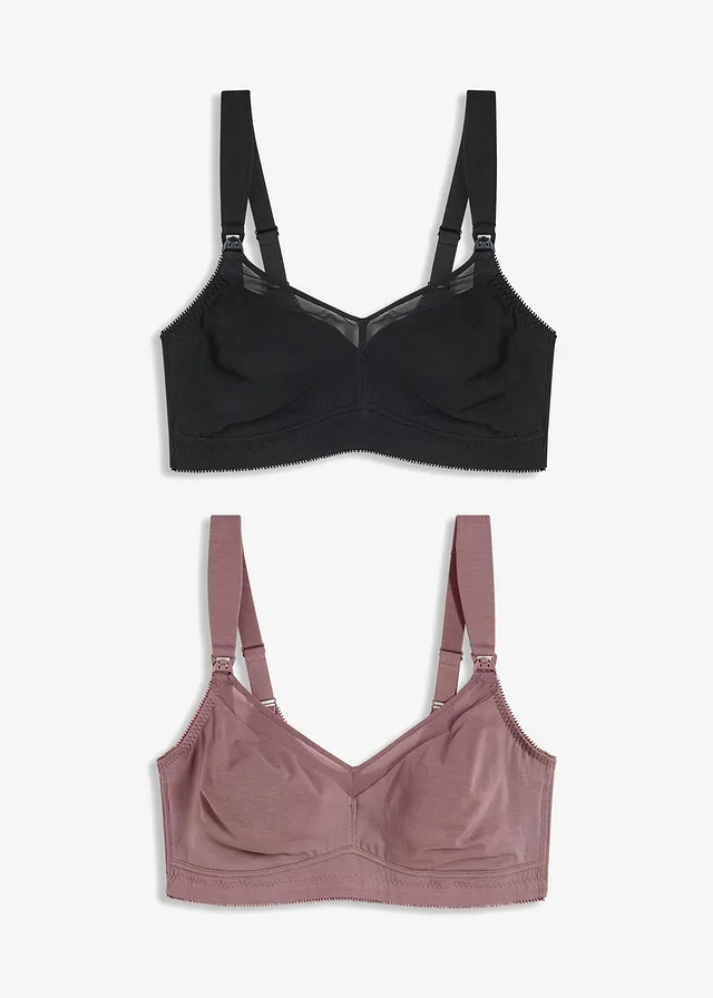 Voedingsbh zonder beugels (set van 2) • zwart+mat bruin • bonprix online shop