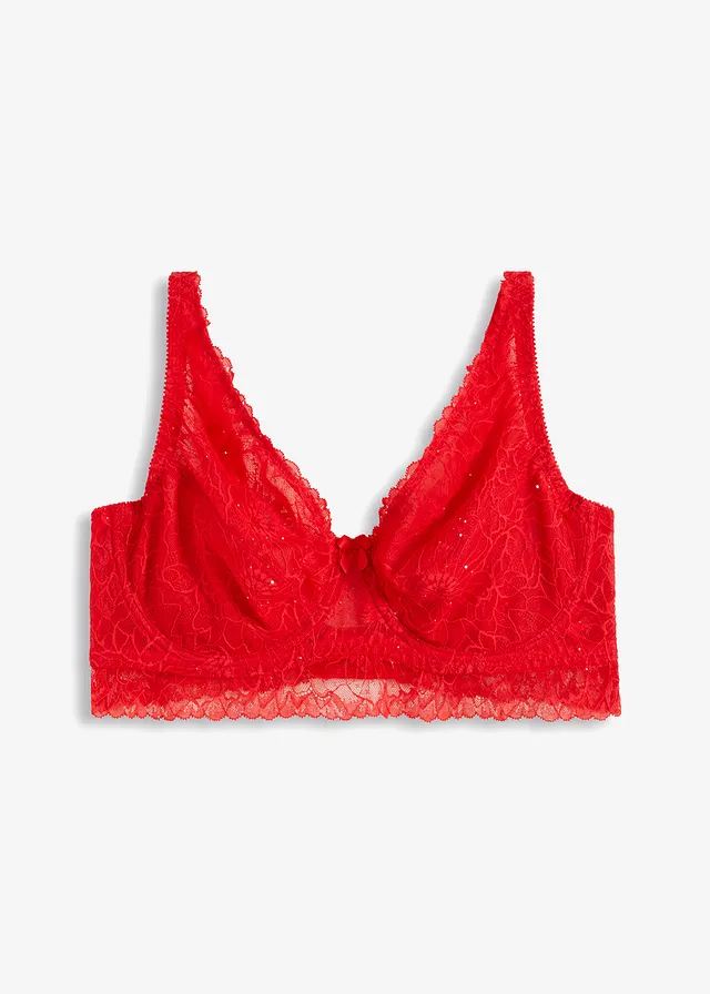 Minimizer bh met beugels van kant, Kleur: aardbeirood