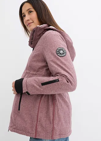 Przytulna kurtka ciążowa, 3 w 1, ze wstawką na nosidełko niemowlęce • bordowy melanż • sklep bonprix