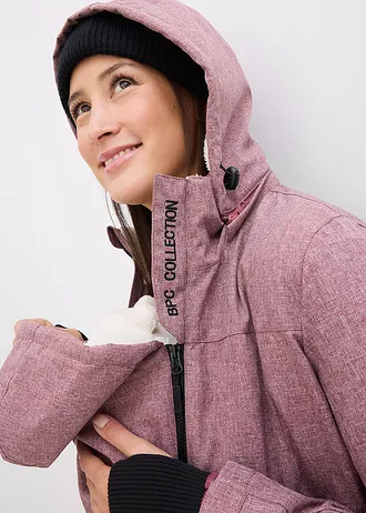 Przytulna kurtka ciążowa, 3 w 1, ze wstawką na nosidełko niemowlęce • bordowy melanż • sklep bonprix