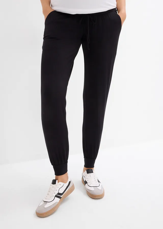 Kismama lounge-nadrág a terhesség időszakára és a szülés utánra, szín: fekete