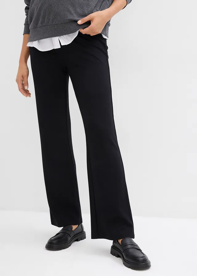 Pantalon de grossesse en jersey milano, jambes légèrement évasées • noir • product-page.page-title-suffix