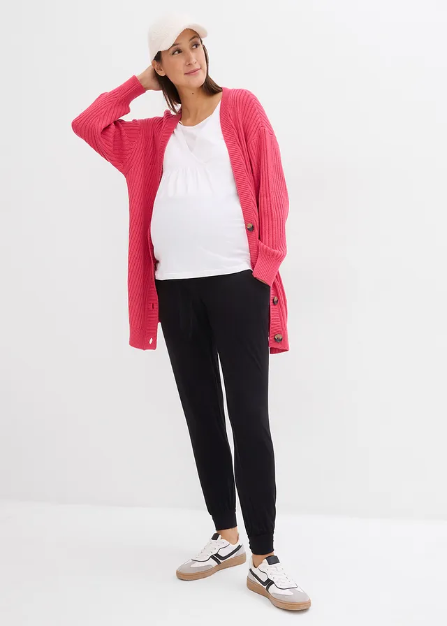 Spodnie loungewear na okres ciąży i po porodzie czarny+biały