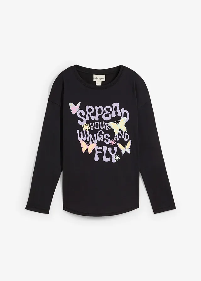 Tričko s dlhým rukávom z čistej bio bavlny • čierna • obchod bonprix