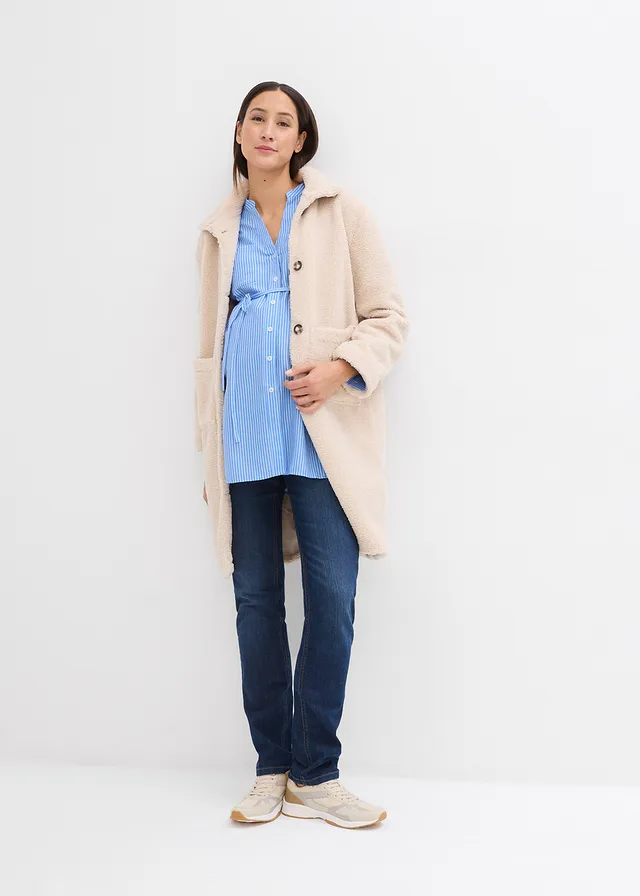 Chemisier de grossesse et d'allaitement en coton, Couleur: bleu moyen/blanc rayé