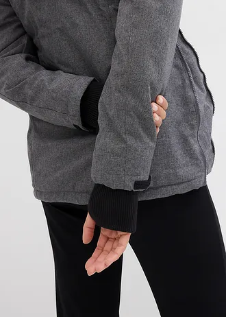 Przytulna kurtka ciążowa, 3 w 1, ze wstawką na nosidełko niemowlęce • szary melanż • sklep bonprix