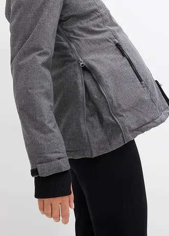 Przytulna kurtka ciążowa, 3 w 1, ze wstawką na nosidełko niemowlęce • szary melanż • sklep bonprix