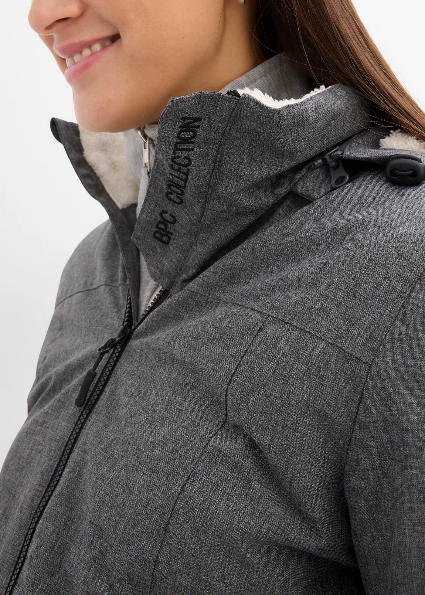 Przytulna kurtka ciążowa, 3 w 1, ze wstawką na nosidełko niemowlęce • szary melanż • sklep bonprix