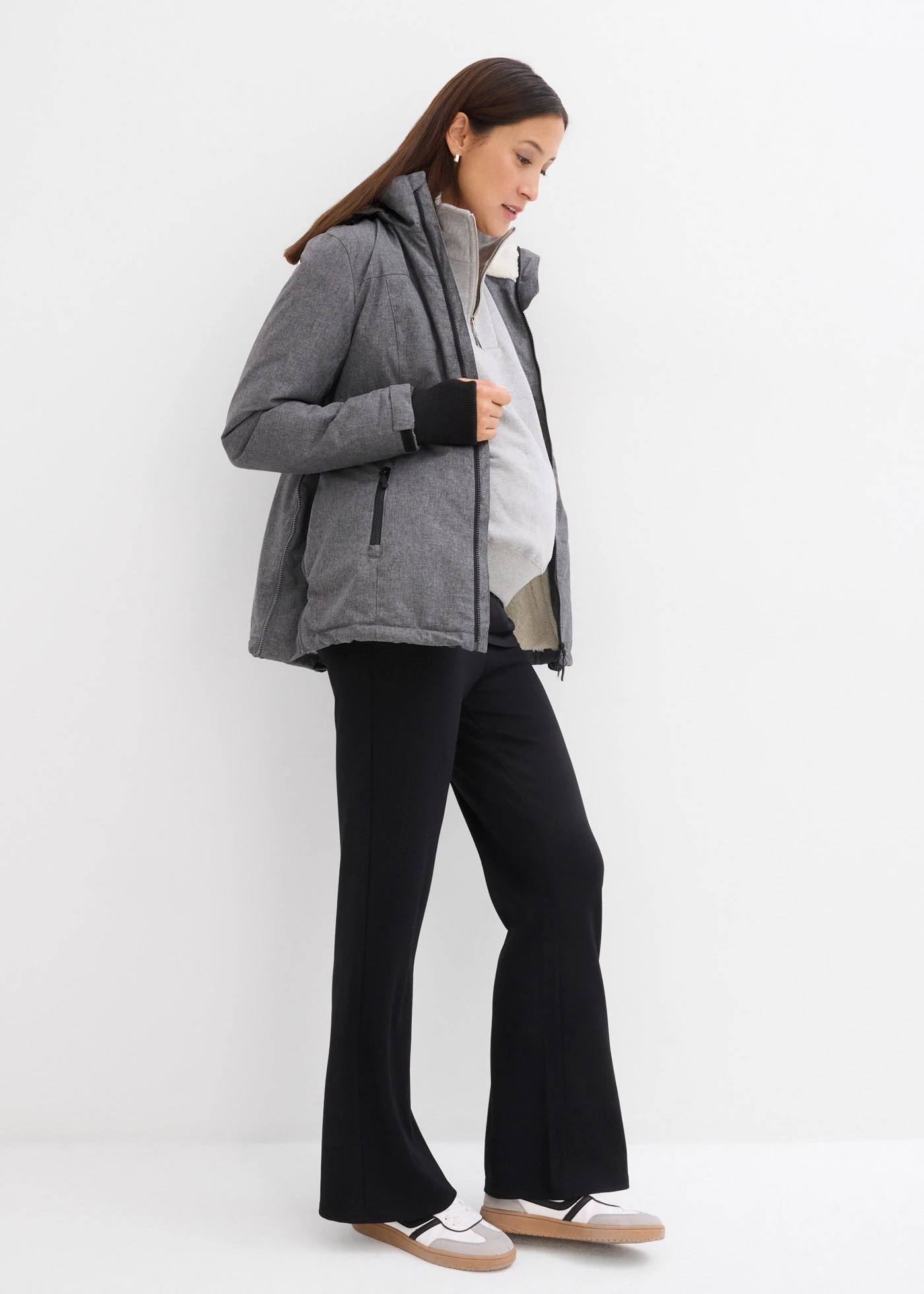 Pohodlná těhotenská a nosicí bunda 3 v 1 • břidlicově šedý melír • bonprix obchod