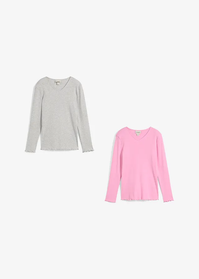 Geribd shirt met biologisch katoen (set van 2) • lichtgrijs gemêleerd+bloesempink • product-page.page-title-suffix