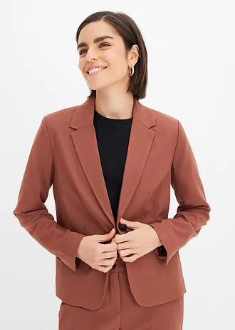 Blazer à poches passepoilées, Couleur: marron fumé